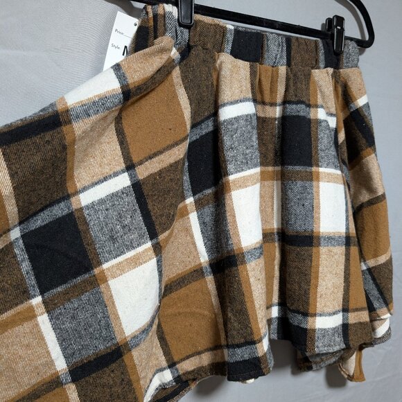 New Women's Plaid Asymmetric Mini Skirt Tie Front Size Medium - Picture 7 of 7